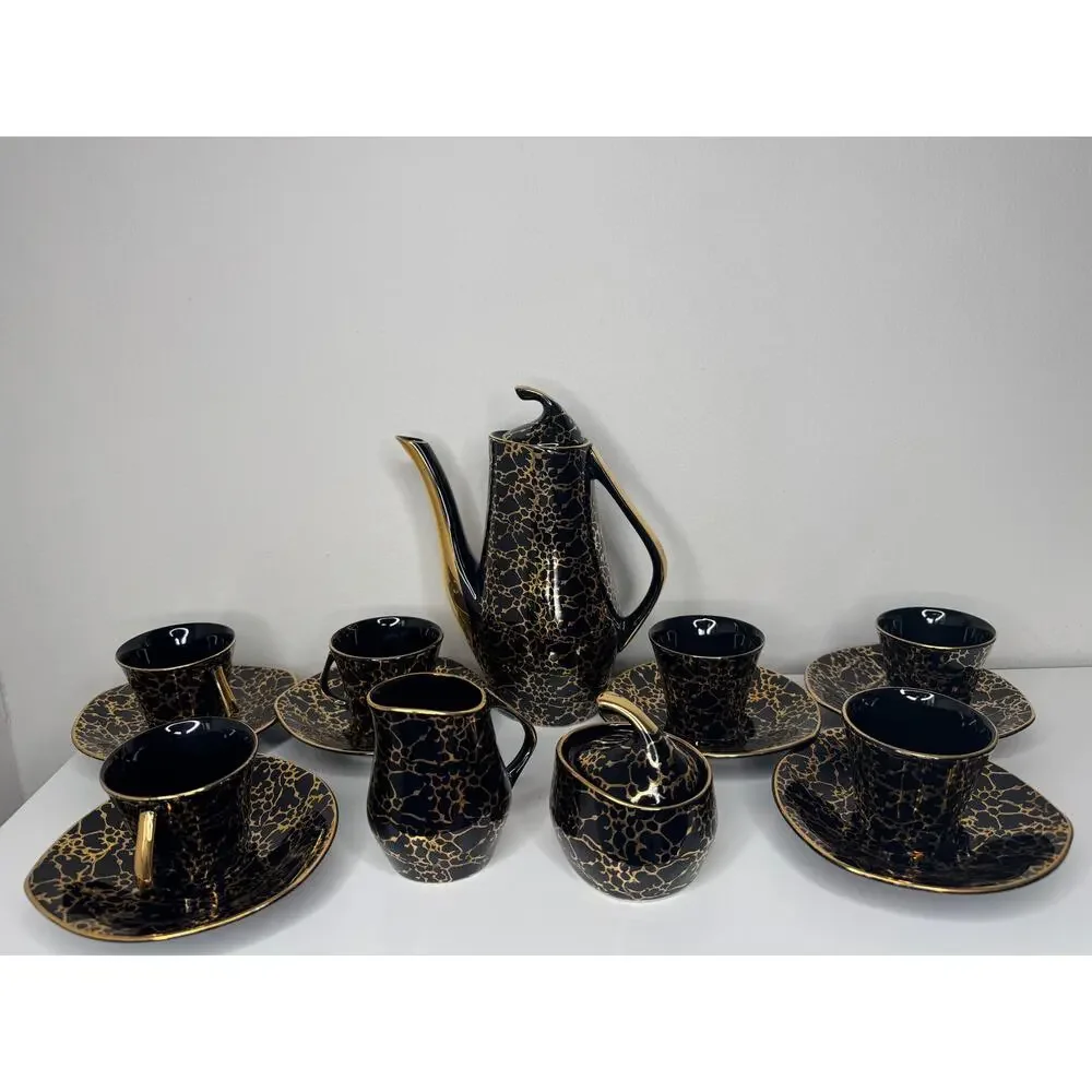Vintage Chodziez Iza Coffee Set Jozef Wrzesien MCM Poland 15 Piece Complete Set
